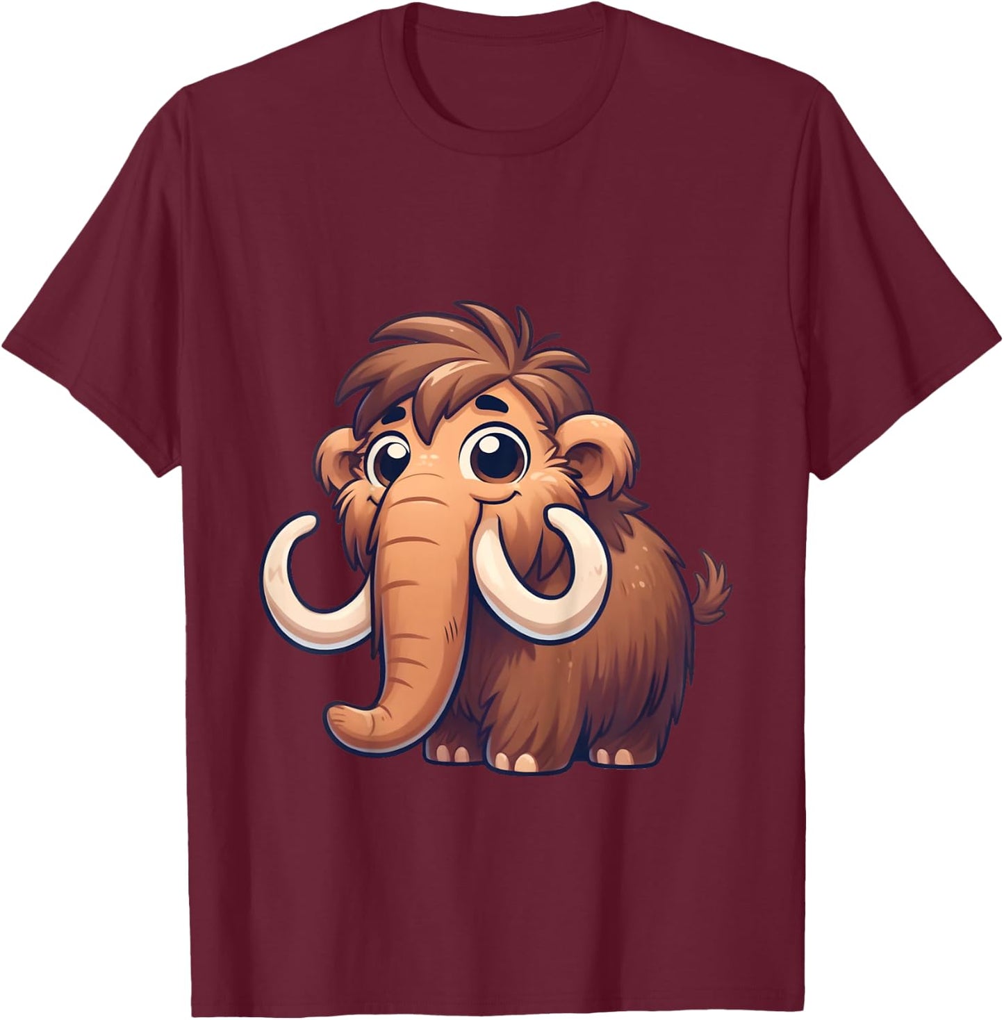 Toddlers Woolly Mammoth Cute Mammoth Cartoon Boys and Girls T-Shirt - T-Shirt | Maroon