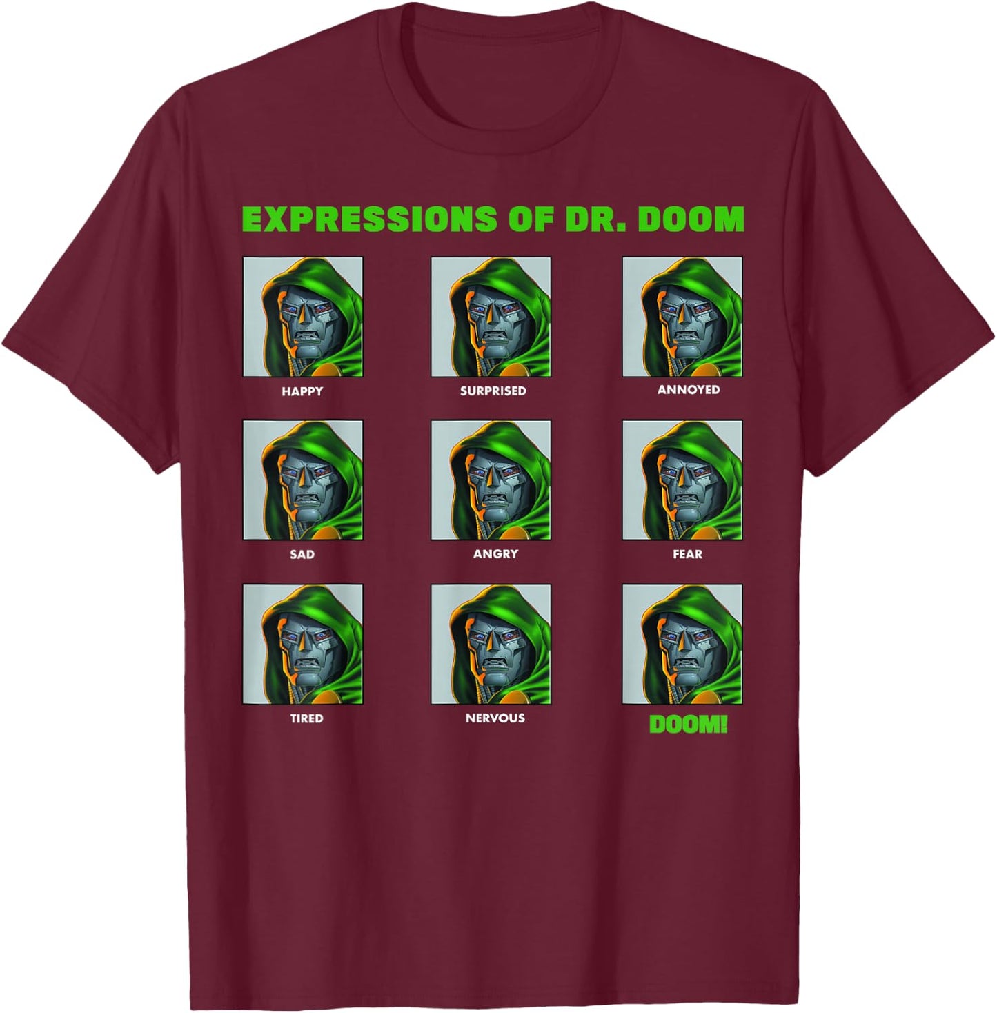 Marvel Expressions of Dr. Doom Panels T-Shirt - T-Shirt | Maroon