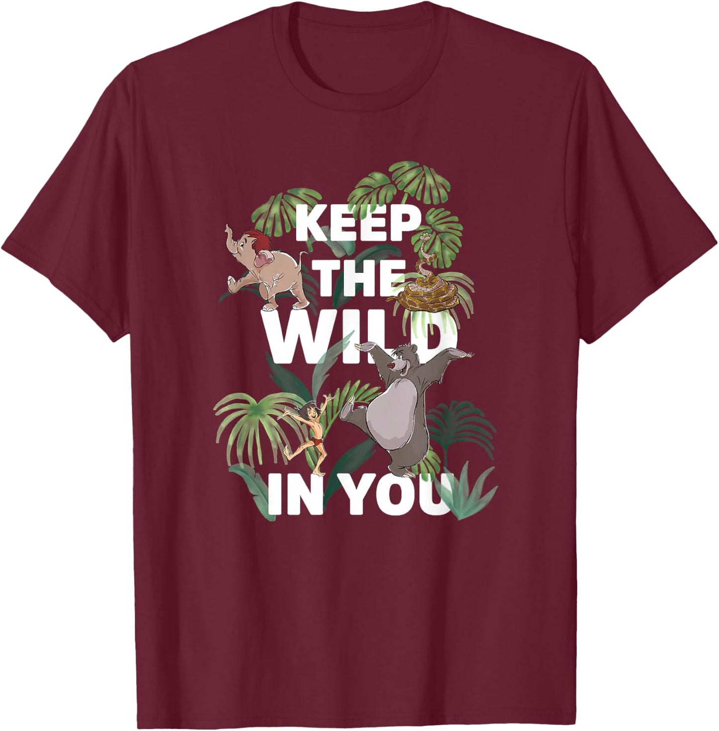 Disney The Jungle Book Keep The Wild in You Group Poster T-Shirt - T-Shirt | Maroon