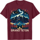 Grand Teton National Park Starlight Night Wyoming Vintage T-Shirt - T-Shirt | Maroon