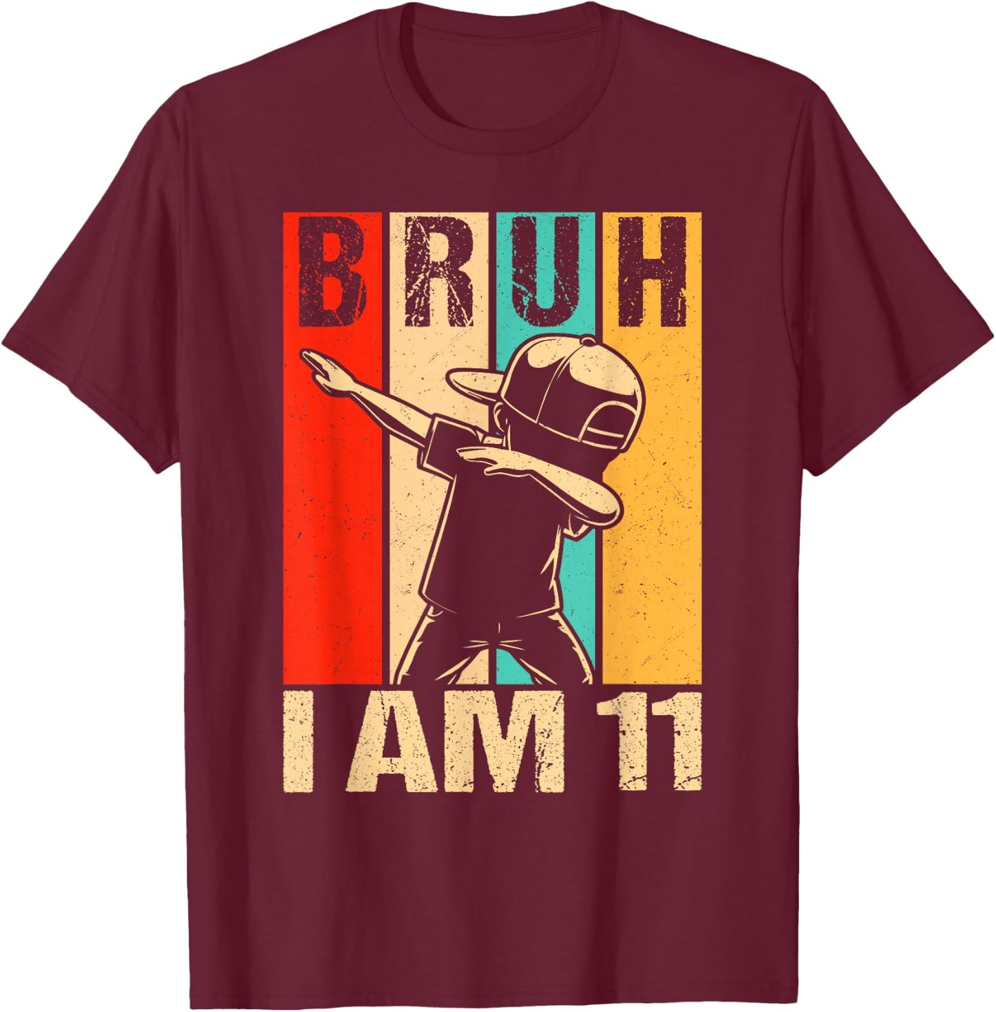 11 Year Old Birthday Dabbing Boy Bruh It's My 11th Birthday T-Shirt - T-Shirt | Maroon