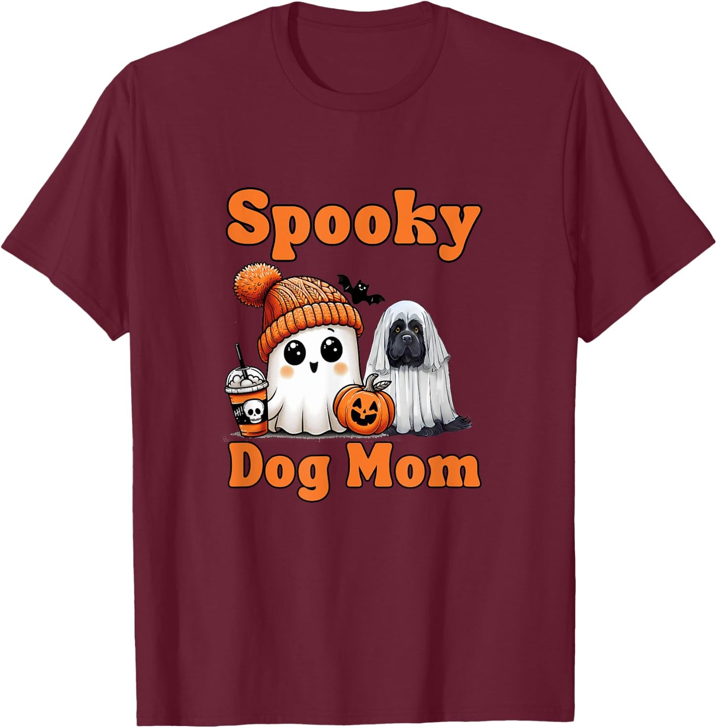 Retro Cute Spooky Dog Mom T-Shirt - T-Shirt | Maroon