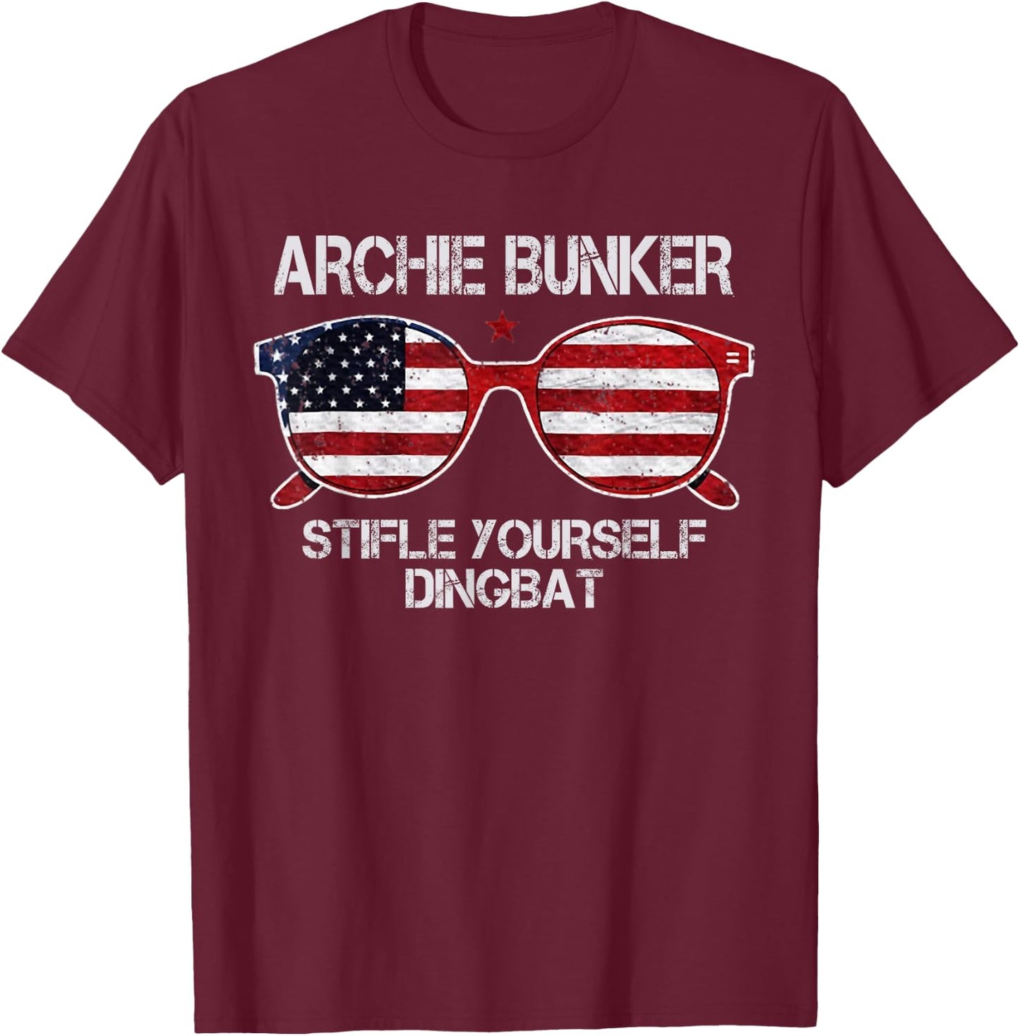 Archie Bunker 24 For President 2024 Glasses US Flag T-Shirt - T-Shirt | Maroon