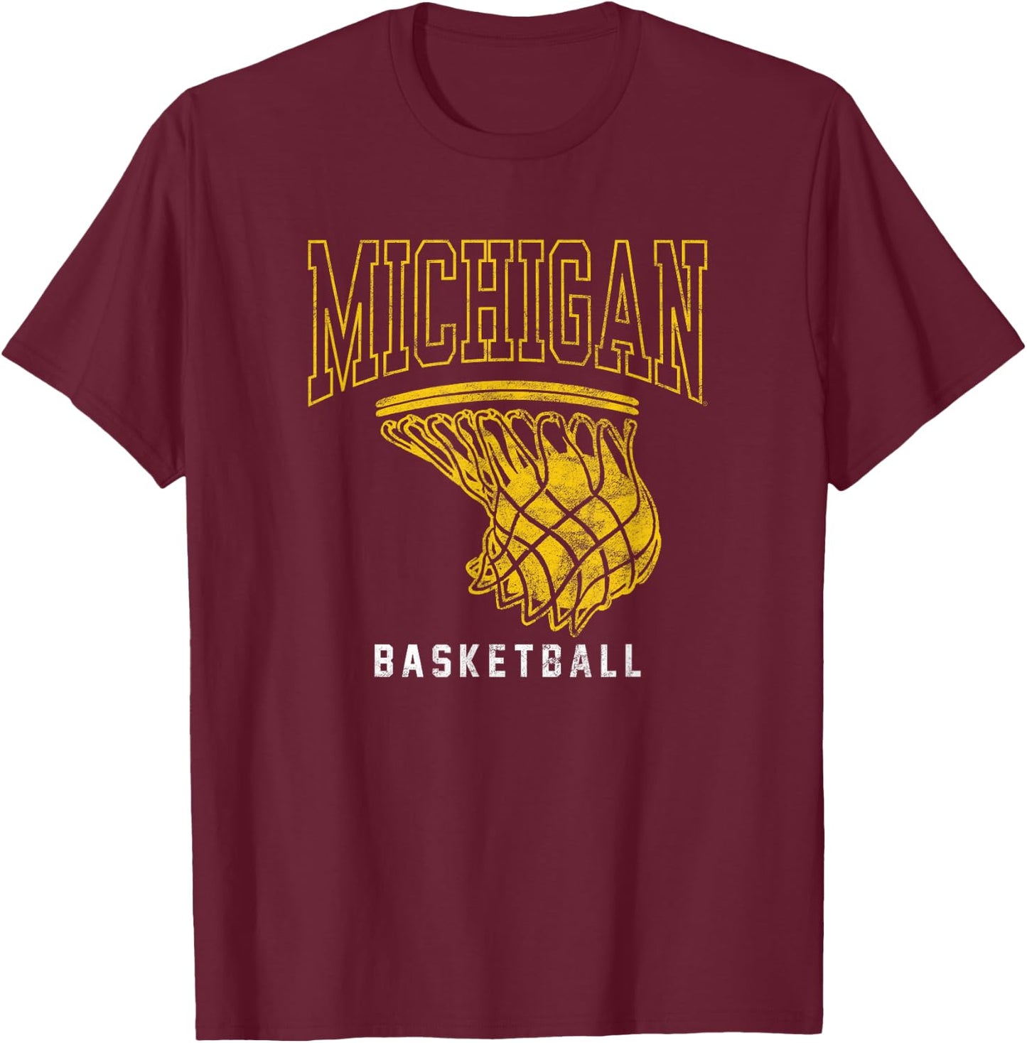 University of Michigan Wolverines U of M Basketball Hoop T-Shirt - T-Shirt | Maroon