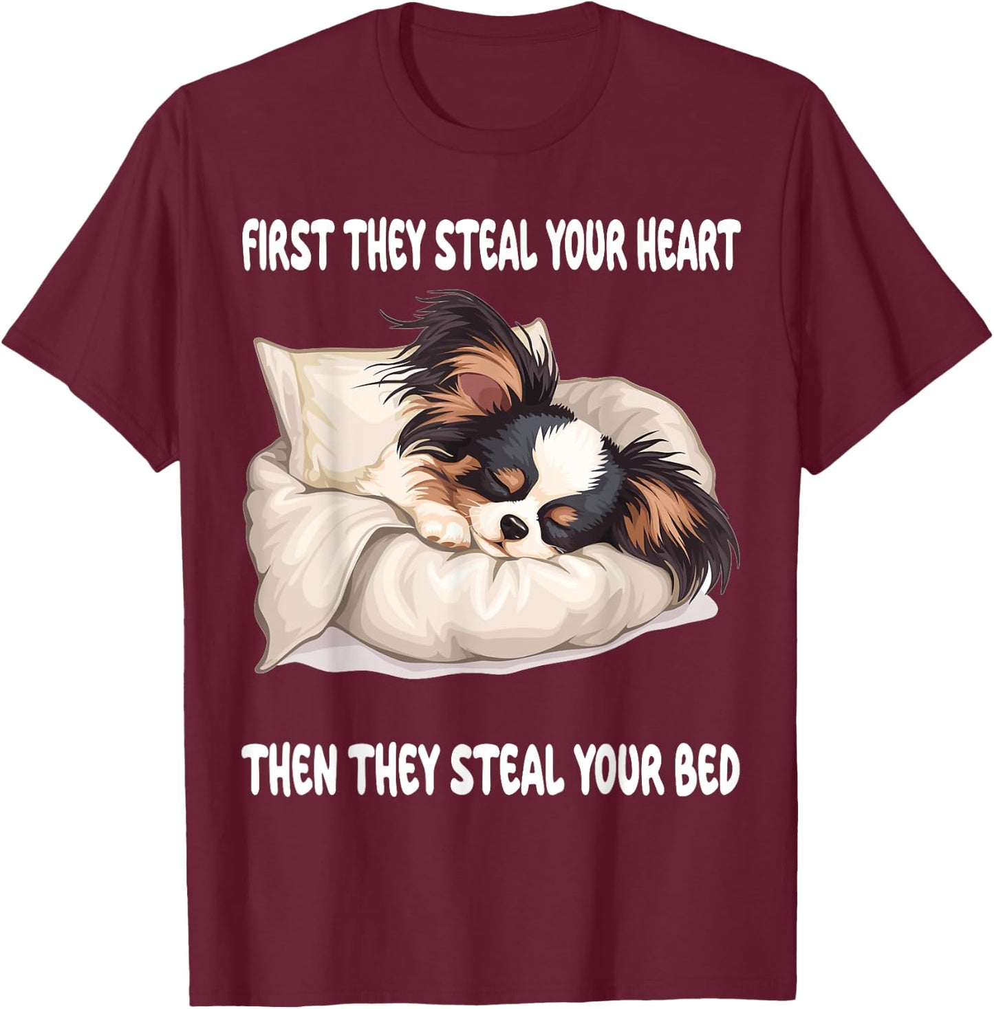Papillon Sleeping Pajamas Nightgown T-Shirt - T-Shirt | Maroon