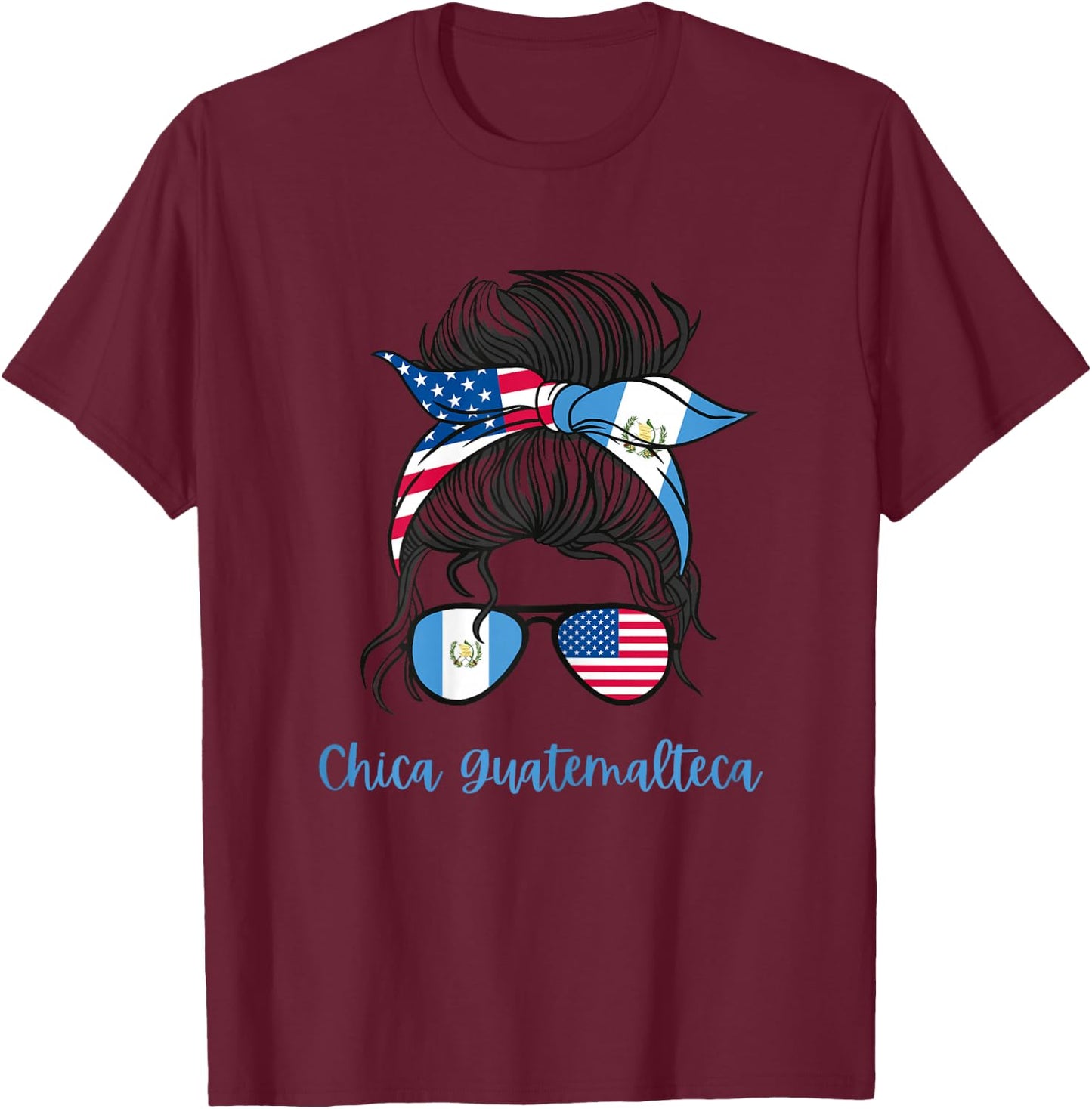 Guatemala Girls USA American guatemalan Girl T-Shirt - T-Shirt | Maroon
