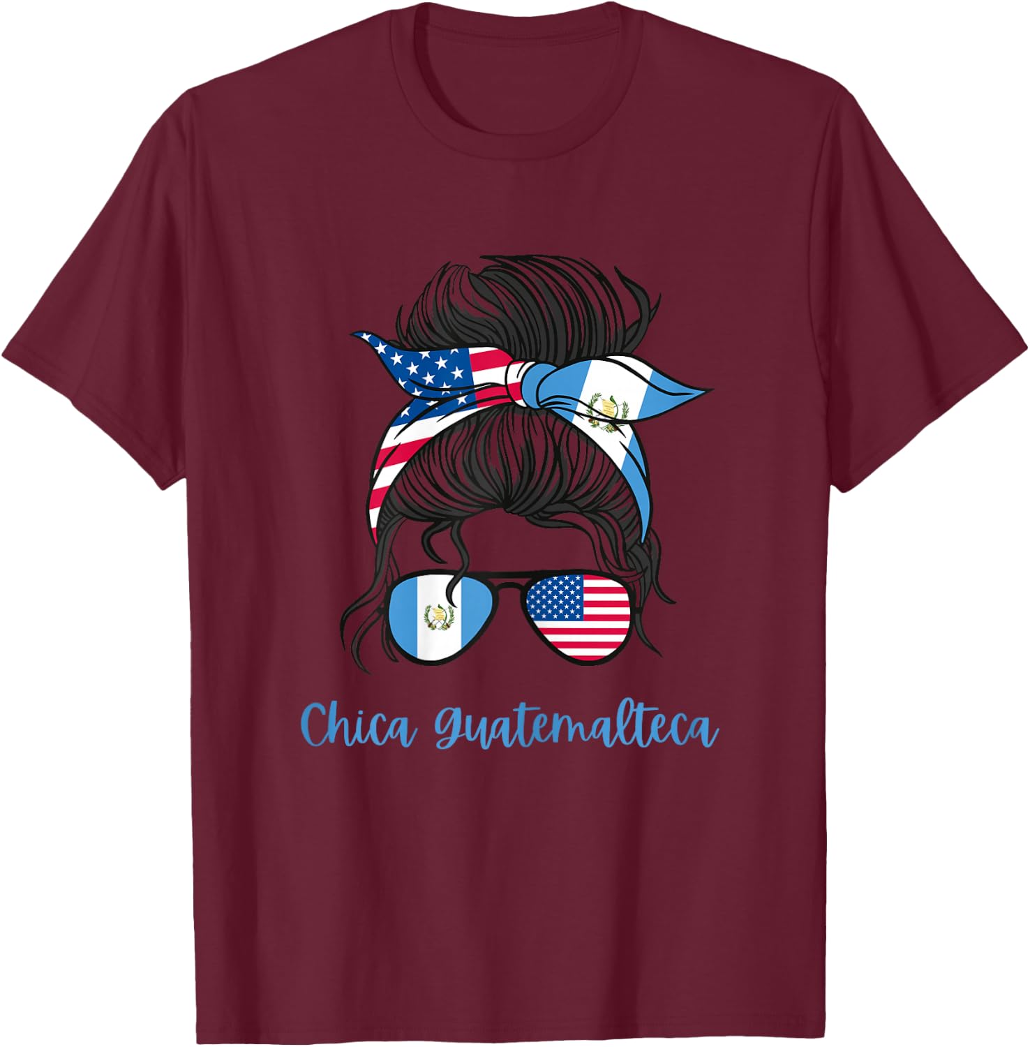 Guatemala Girls USA American guatemalan Girl T-Shirt - T-Shirt | Maroon
