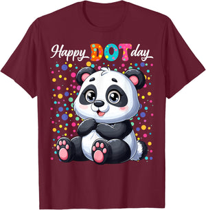 Funny Panda Lovers Polka Dots Happy Dot Day Girls Boys Kids T-Shirt - T-Shirt | Maroon