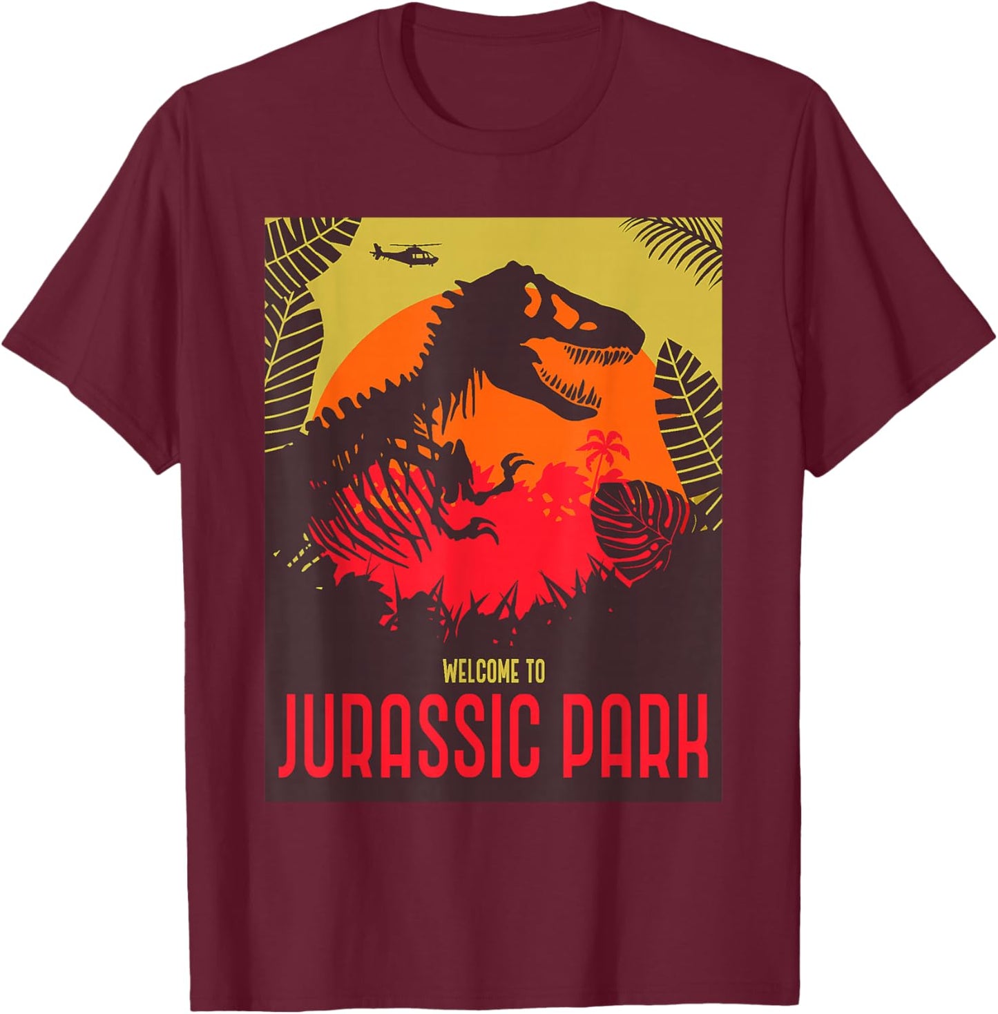 Jurassic Park Dinosaur Skeleton T-Shirt - T-Shirt | Maroon