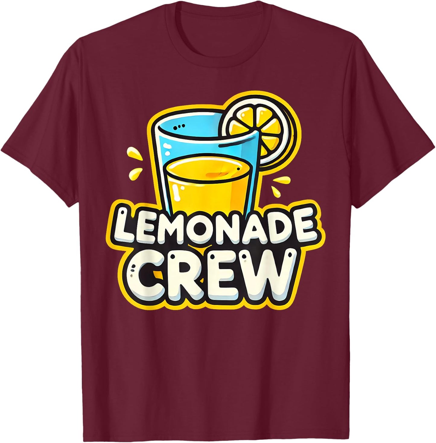 Lemonade Crew Cute Summer Lemon Stand Kids Girls Boys T-Shirt - T-Shirt | Maroon