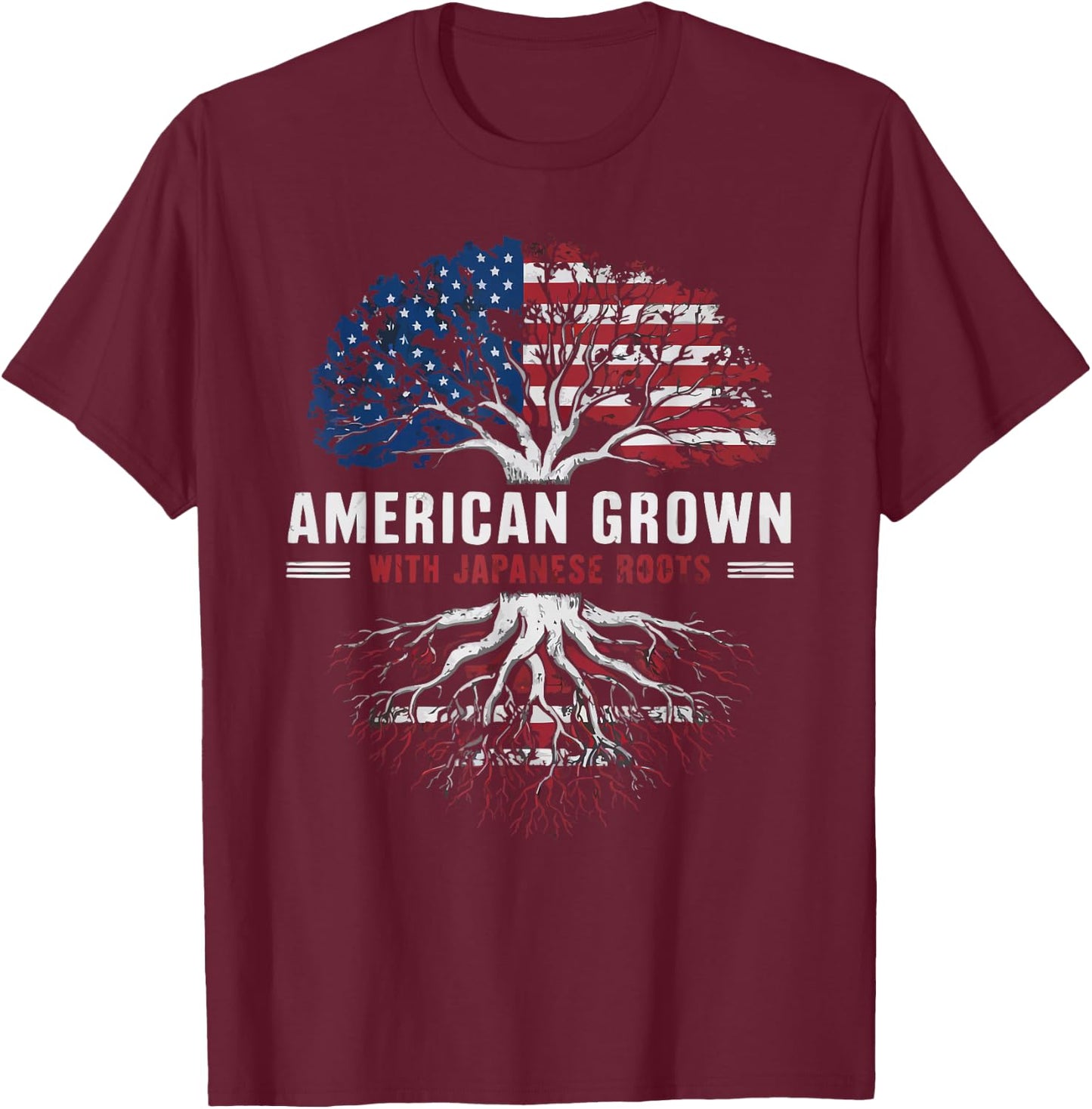 Half Japanese Half American USA Flag Japan America T-Shirt - T-Shirt | Maroon