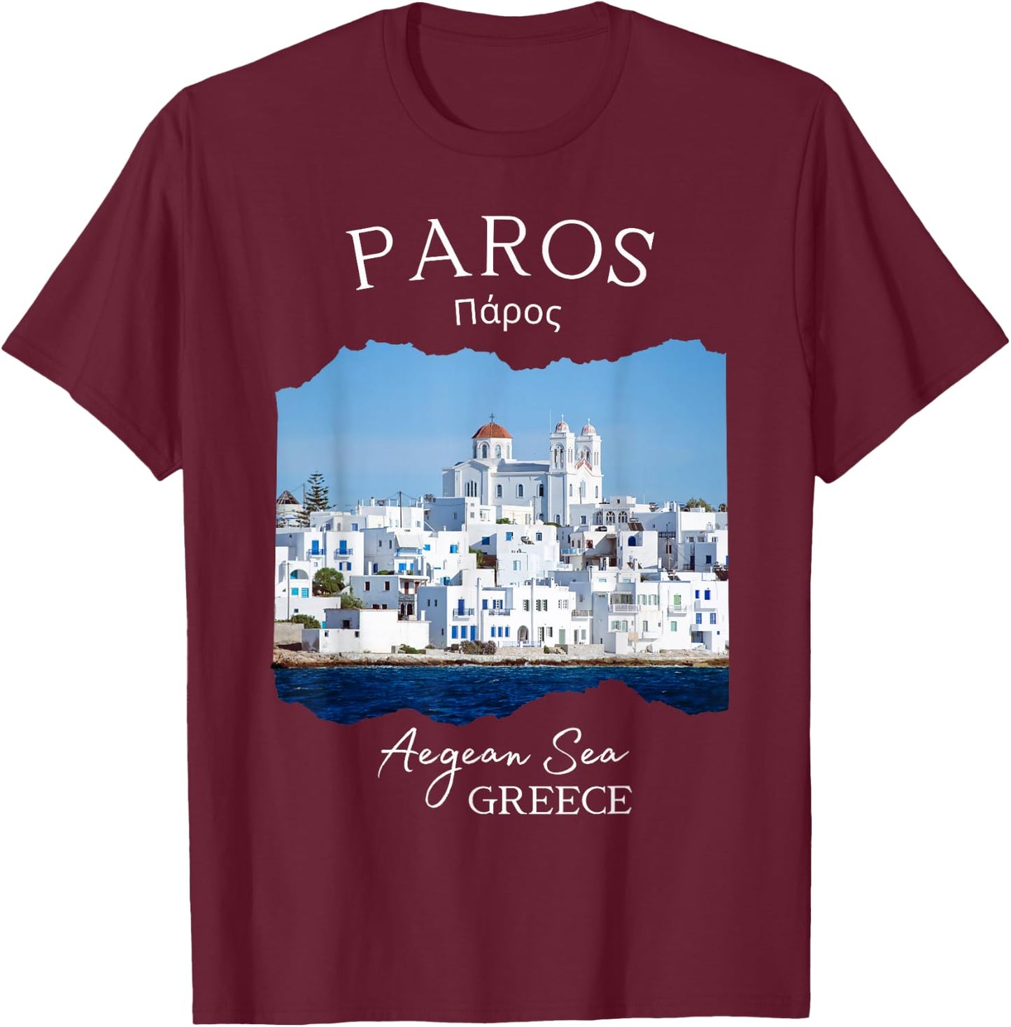 Greek Island Paros Greece Greek Vacation Souvenir Women Men T-Shirt - T-Shirt | Maroon