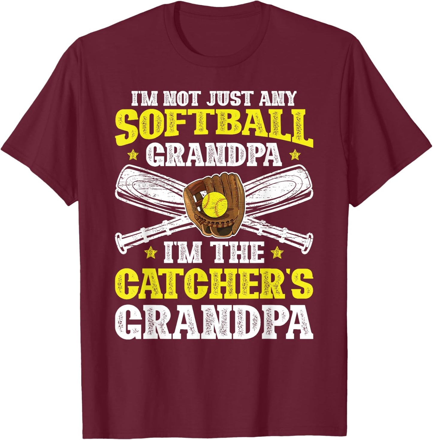 I'm Softball Catcher Grandpa Softball Catcher Grandfather T-Shirt - T-Shirt | Maroon