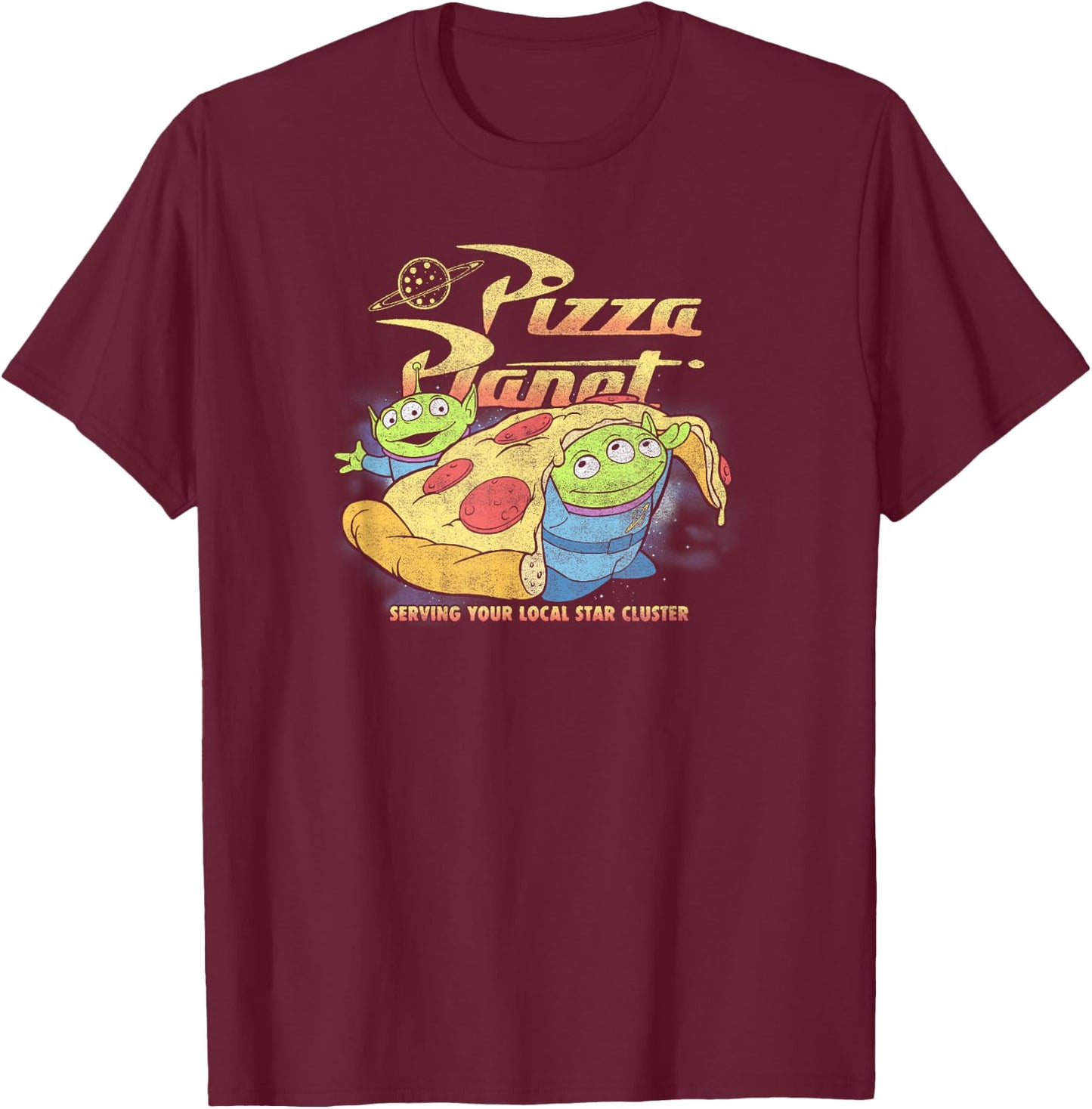 Disney Pixar Toy Story Aliens & Pizza Planet T-Shirt - T-Shirt | Maroon