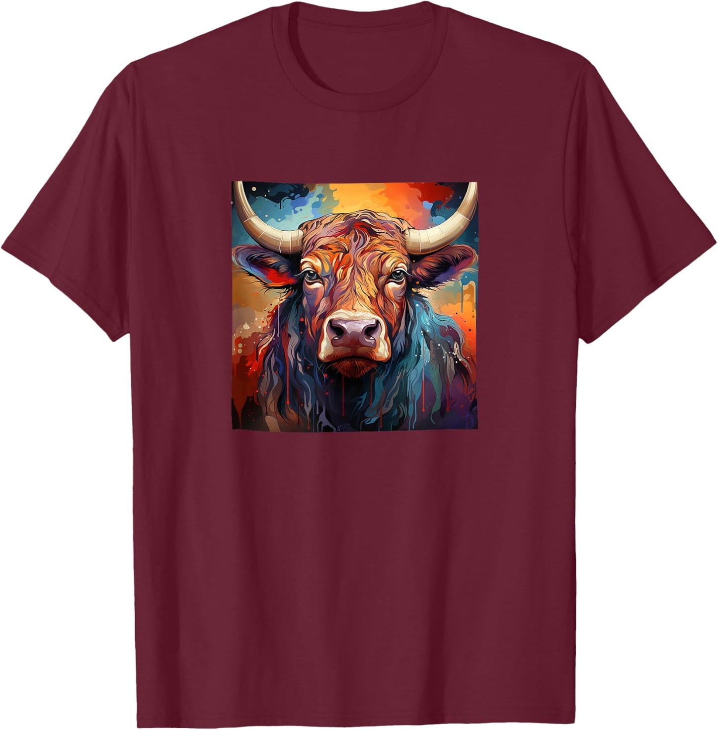 Ox Colorful Graphic T-Shirt - T-Shirt | Maroon