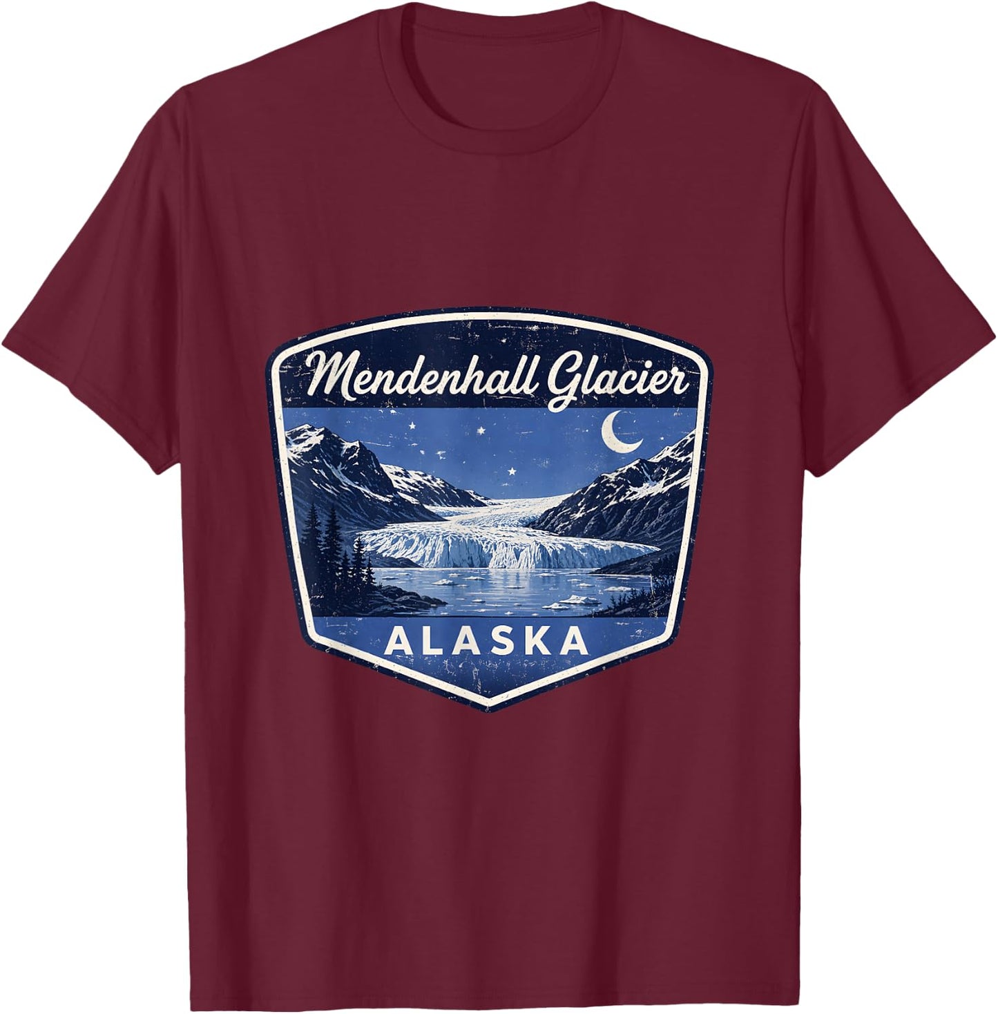 Mendenhall Glacier Alaska Mountain Nature Outdoor Adventure T-Shirt - T-Shirt | Maroon