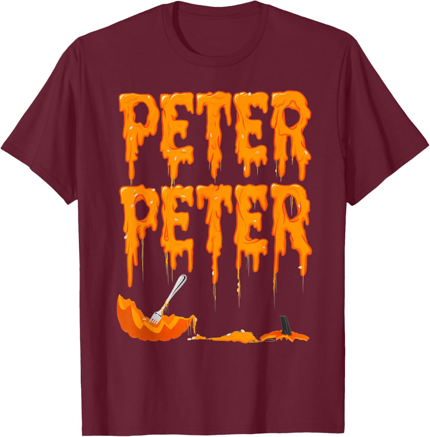 Peter Pumpkin Costume Eater For Couples Matching Halloween T-Shirt - T-Shirt | Maroon