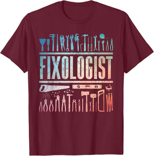 Funny Handyman Art Dad Fixologist Tool DIY Handyman T-Shirt - T-Shirt | Maroon