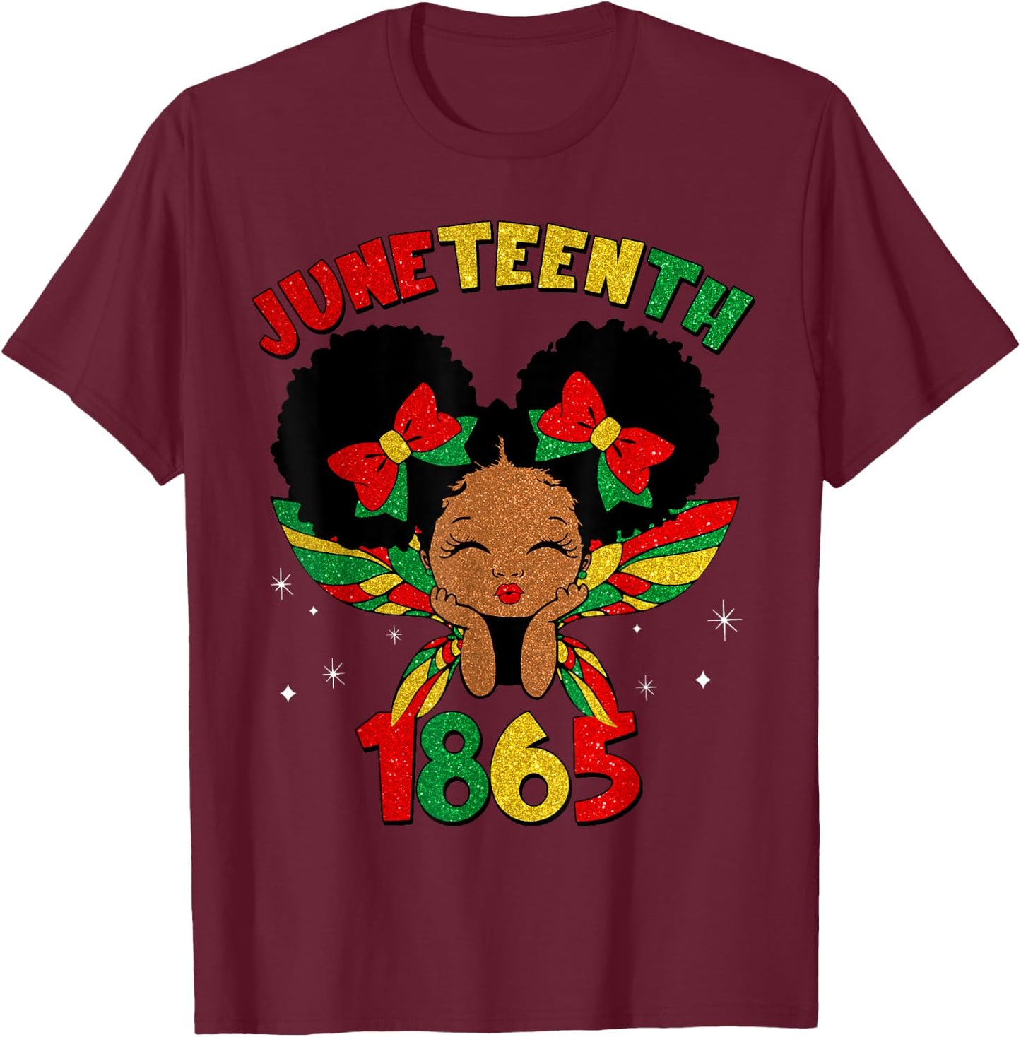 Juneteenth 1865 African American Black Princess Kids Girls T-Shirt - T-Shirt | Maroon