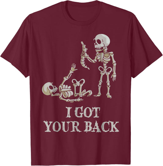 I Got Your Back Halloween Skeleton T-Shirt - T-Shirt | Maroon
