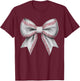 Coquette Bow Funny Baseball Lover Game Day Baseball Mom Life T-Shirt - T-Shirt | Maroon