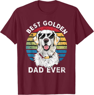 Best Golden Dad Ever White English Cream Golden Retriever T-Shirt - T-Shirt | Maroon