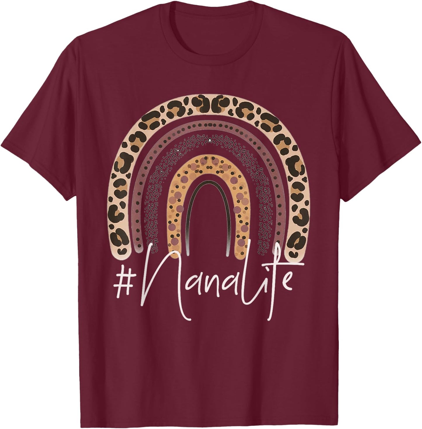 Nana Life Grandma Cheetah Leopard Women Christmas Fall T-Shirt - T-Shirt | Maroon