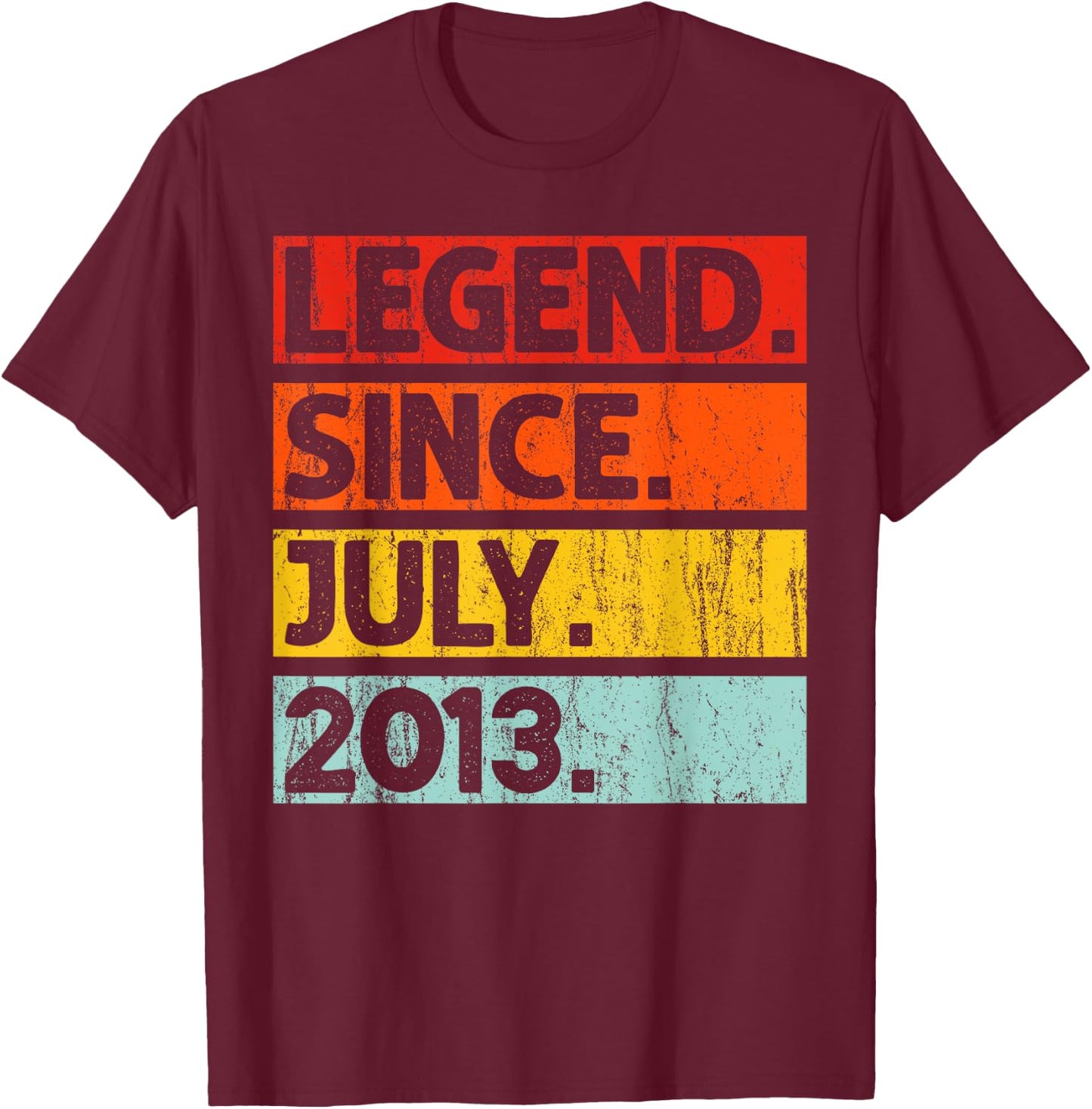 12th Birthday Gifts Legend Since July 2013 12 Years Old T-Shirt - T-Shirt | Maroon