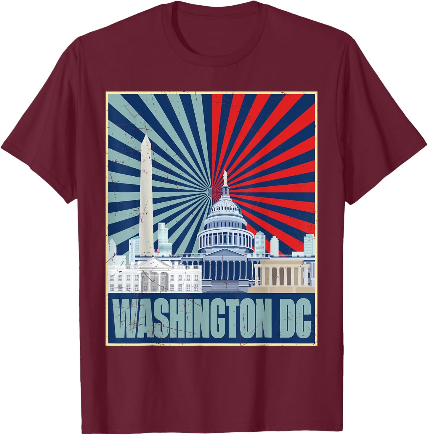 Retro Capitol Hill Washington DC American Flag 4th Of July T-Shirt - T-Shirt | Maroon