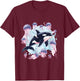 Orca Whale Jellyfish Graphic T-Shirt - T-Shirt | Maroon