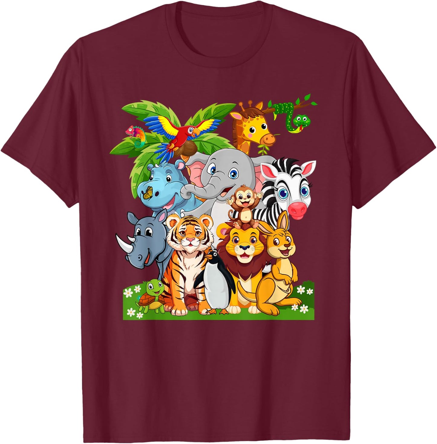 14 Animals Wildlife Birthday Party Safari Off To The Zoo T-Shirt - T-Shirt | Maroon