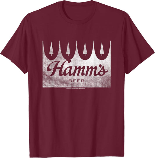 Hamm's Distressed Wood Sign Beer Badge T-Shirt - T-Shirt | Maroon