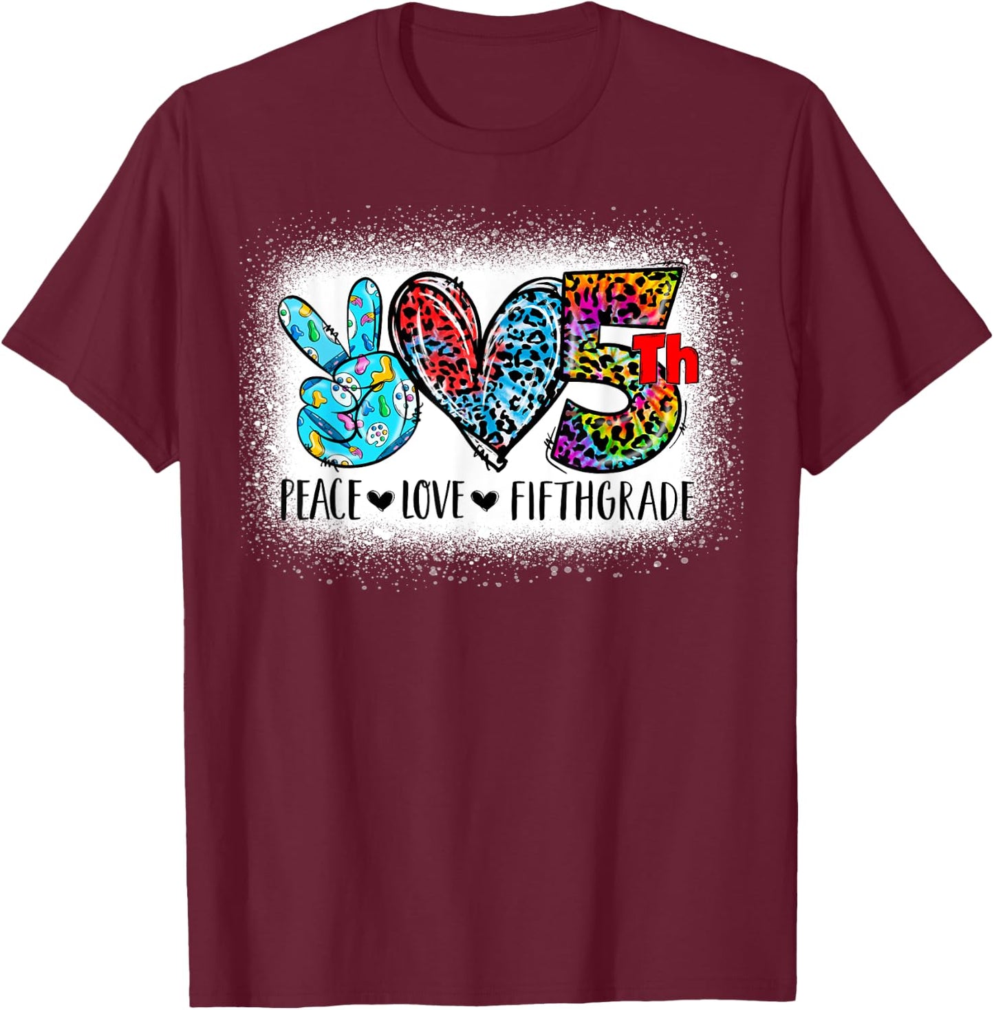 Peace Love Fifth Grade Back To School Team 5th Grade Squad T-Shirt - T-Shirt | Maroon