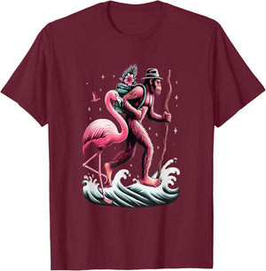 Flamingo Bigfoot Back To School T-Shirt - T-Shirt | Maroon