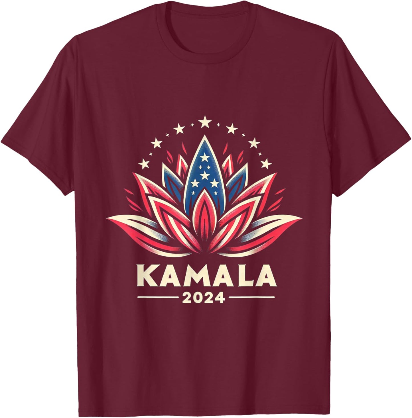 Kamala Harris 2024 Presidential Campaign American Lotus T-Shirt - T-Shirt | Maroon
