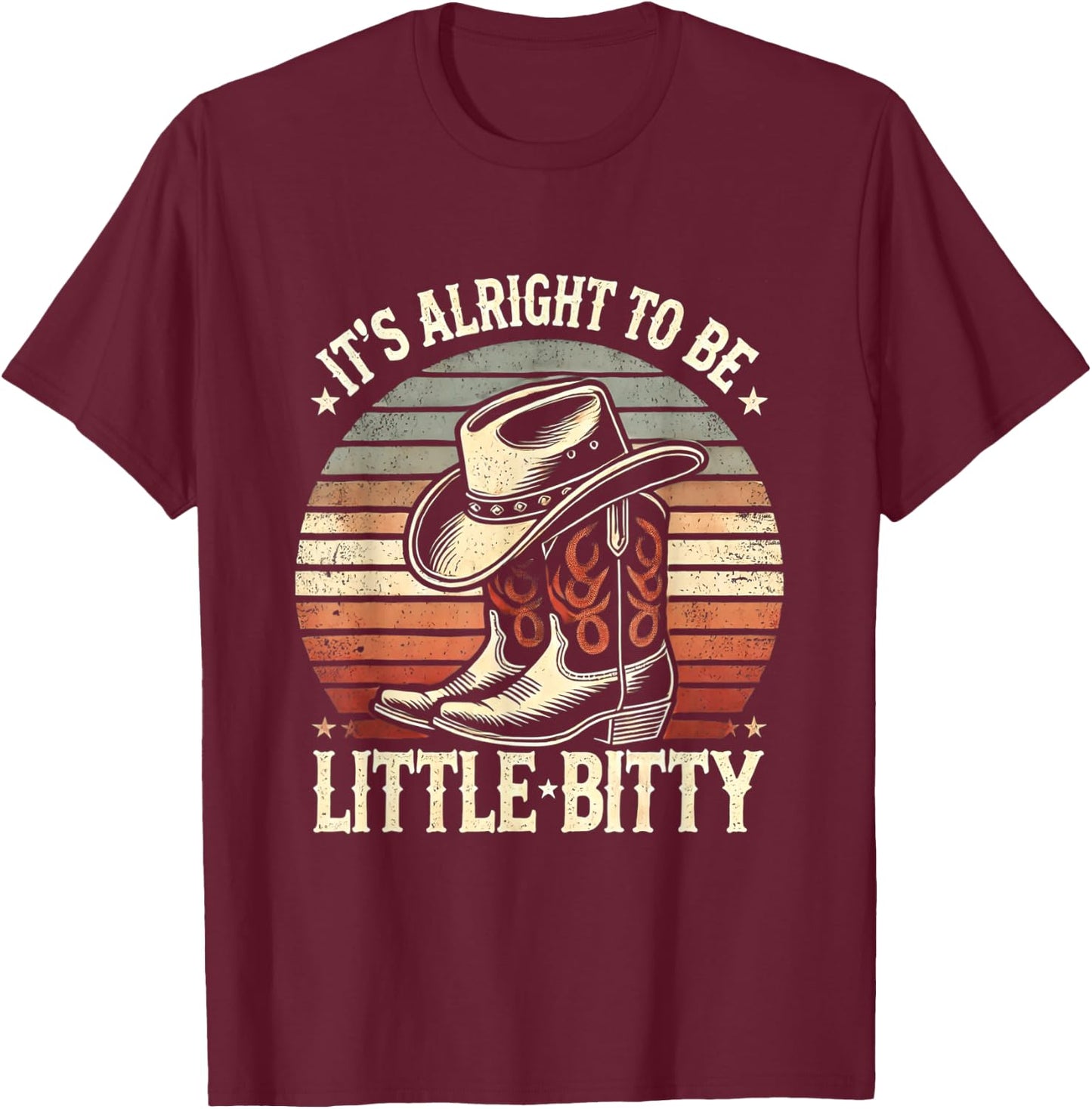 Retro It’s Alright To Be Little Bitty Country Music Toddler T-Shirt - T-Shirt | Maroon