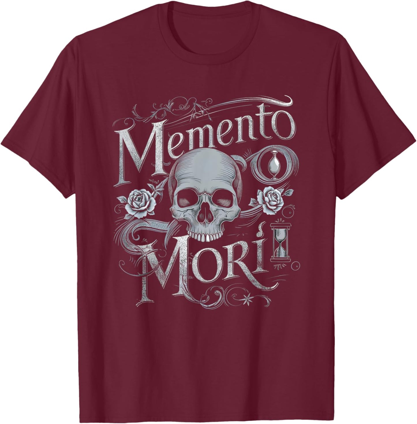 Memento Mori, Embrace The Present T-Shirt - T-Shirt | Maroon