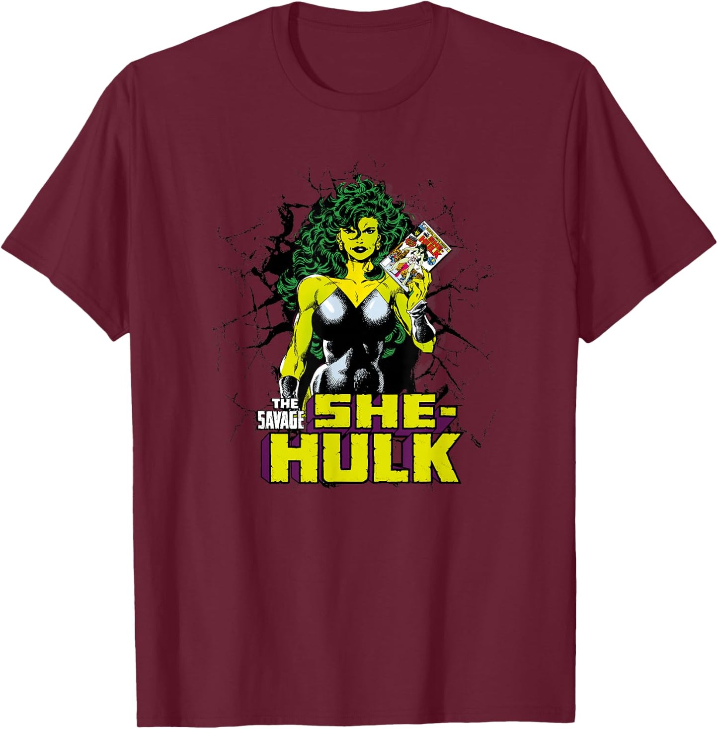 Marvel She-Hulk The Savage Vintage Comic Breakthrough T-Shirt - T-Shirt | Maroon