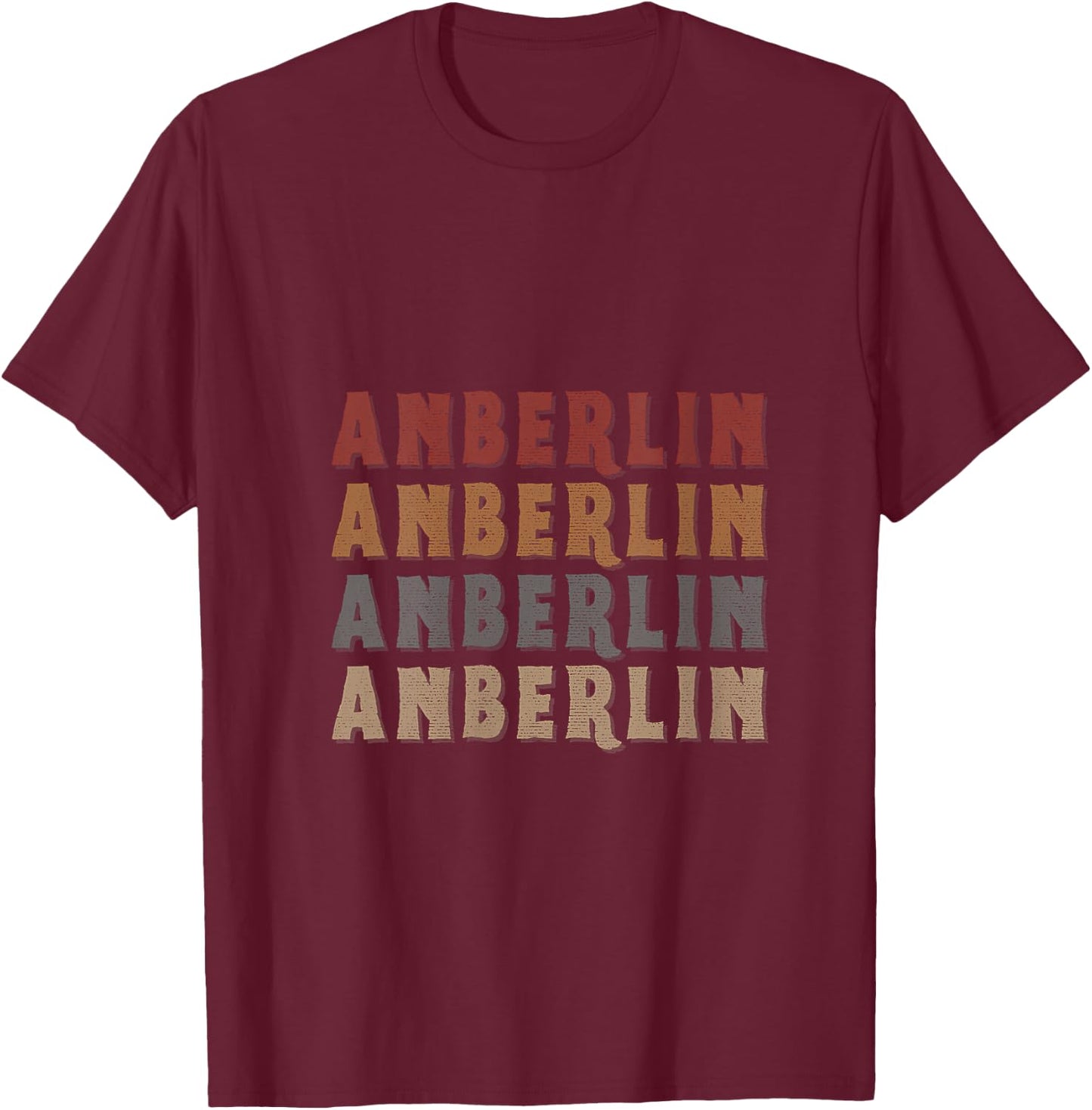 Women's Vintage Cool Anberlin First Name Funny Love Heart Anberlin V-Neck T-Shirt - T-Shirt | Maroon