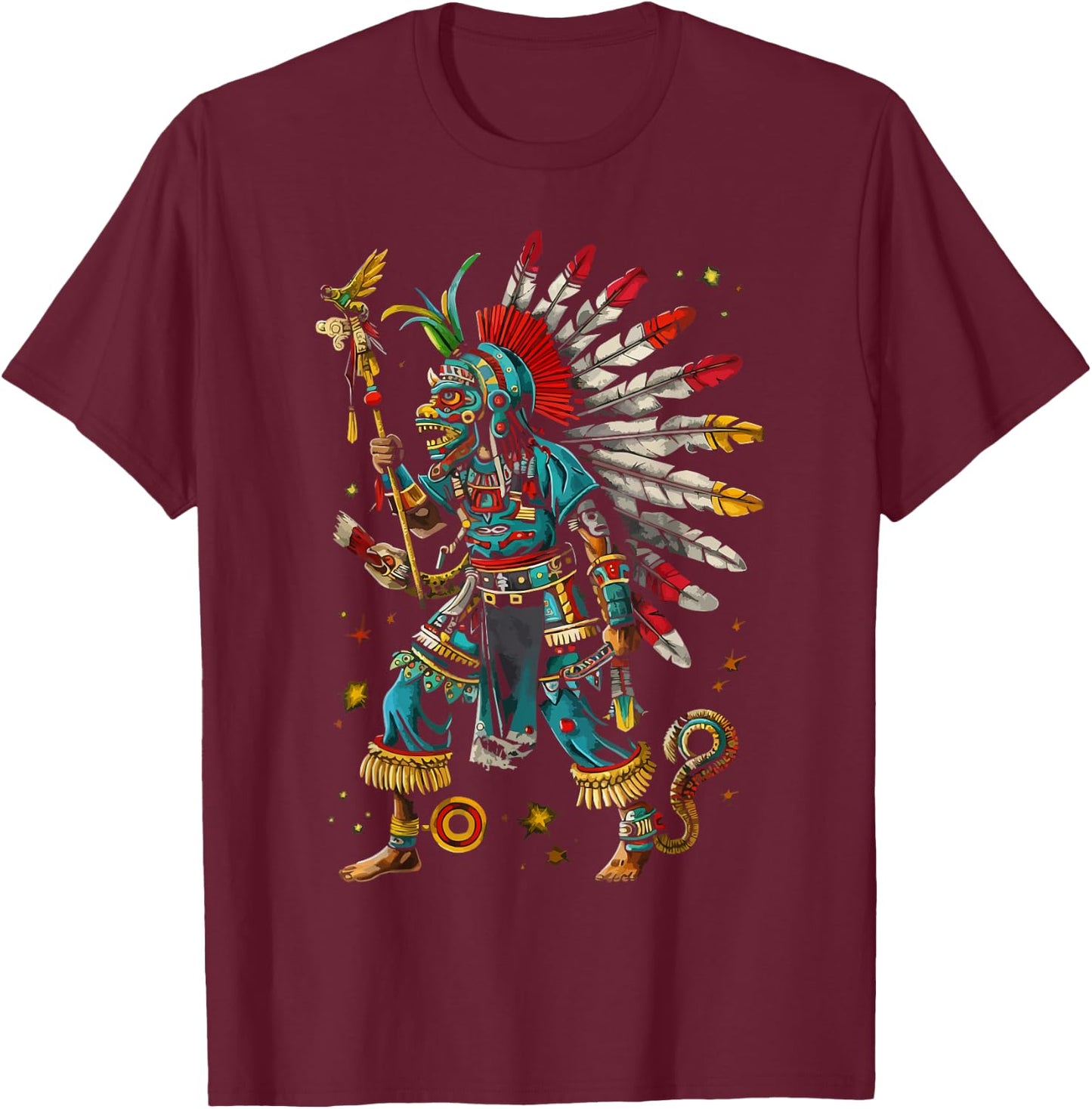 Aztec God Aztec Culture Mayan Indigenous Tlaloc Statue T-Shirt - T-Shirt | Maroon