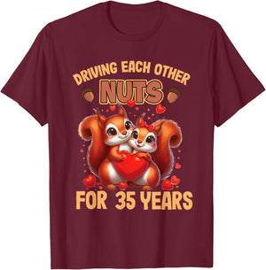 Couples Married 35 Year Funny 35th Wedding Anniversary T-Shirt - T-Shirt | Maroon