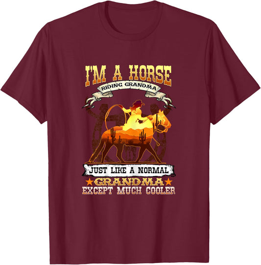 I'm A Horse Riding Grandma I Equestrian Horse Lover T-Shirt - T-Shirt | Maroon