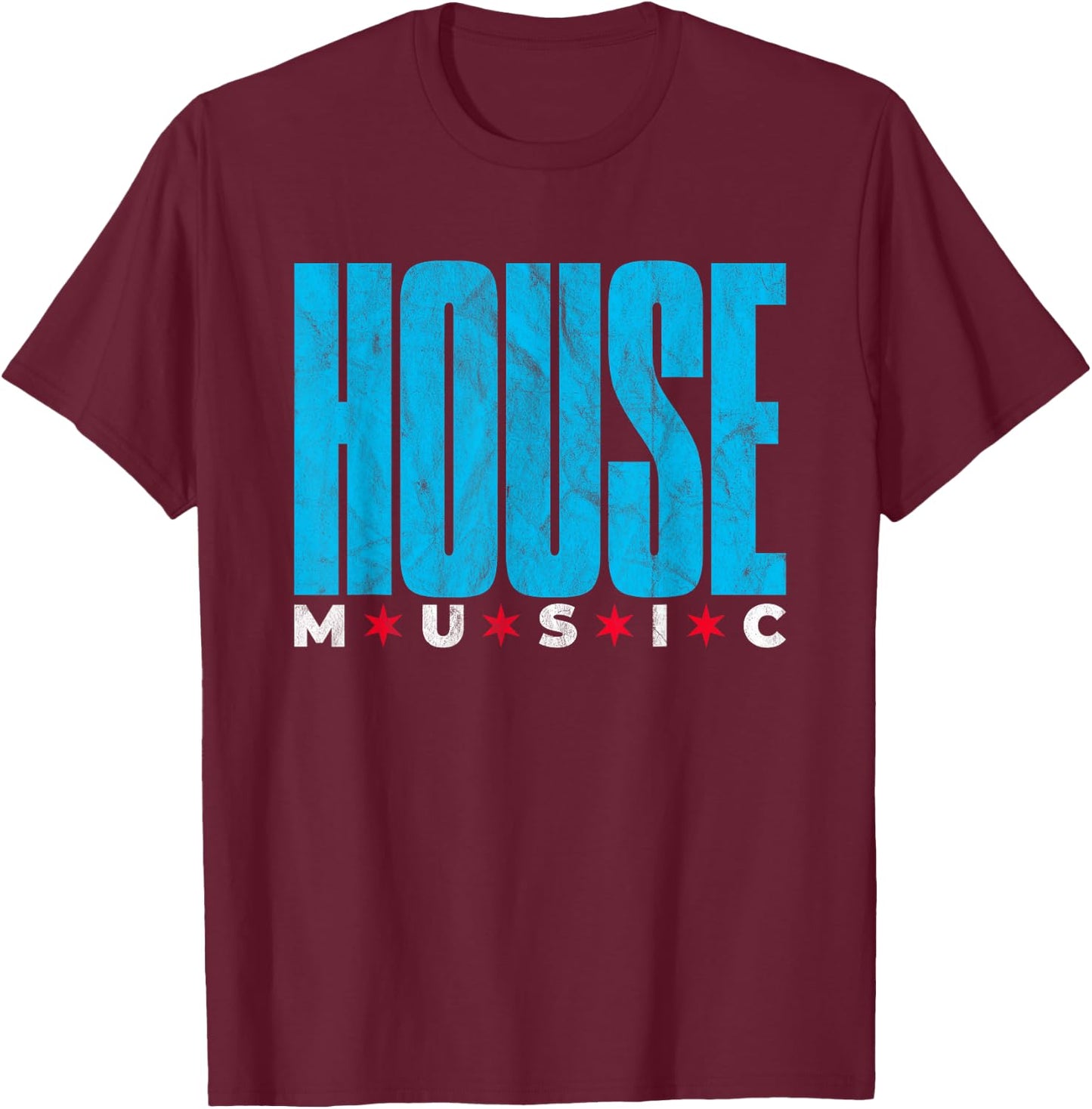 House Music - Chicago DJ EDM Distressed T-Shirt - T-Shirt | Maroon