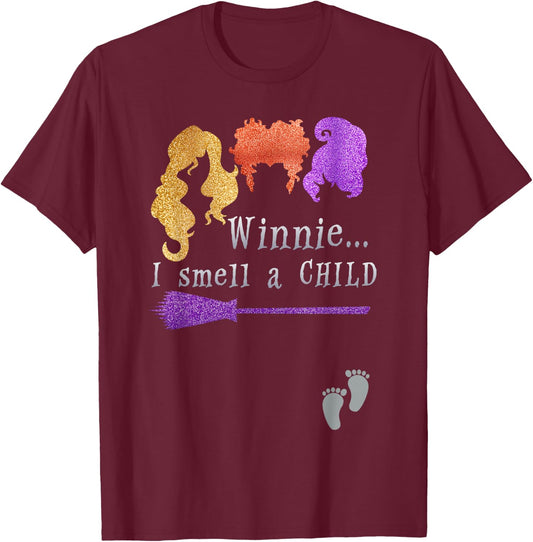 Pregnancy Halloween Costume Winnie I Smell A Child T-Shirt - T-Shirt | Maroon