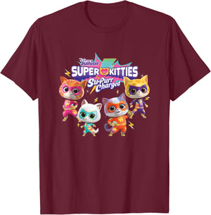 Disney SuperKitties: Su-Purr Charged Heroic Group Shot T-Shirt - T-Shirt | Maroon