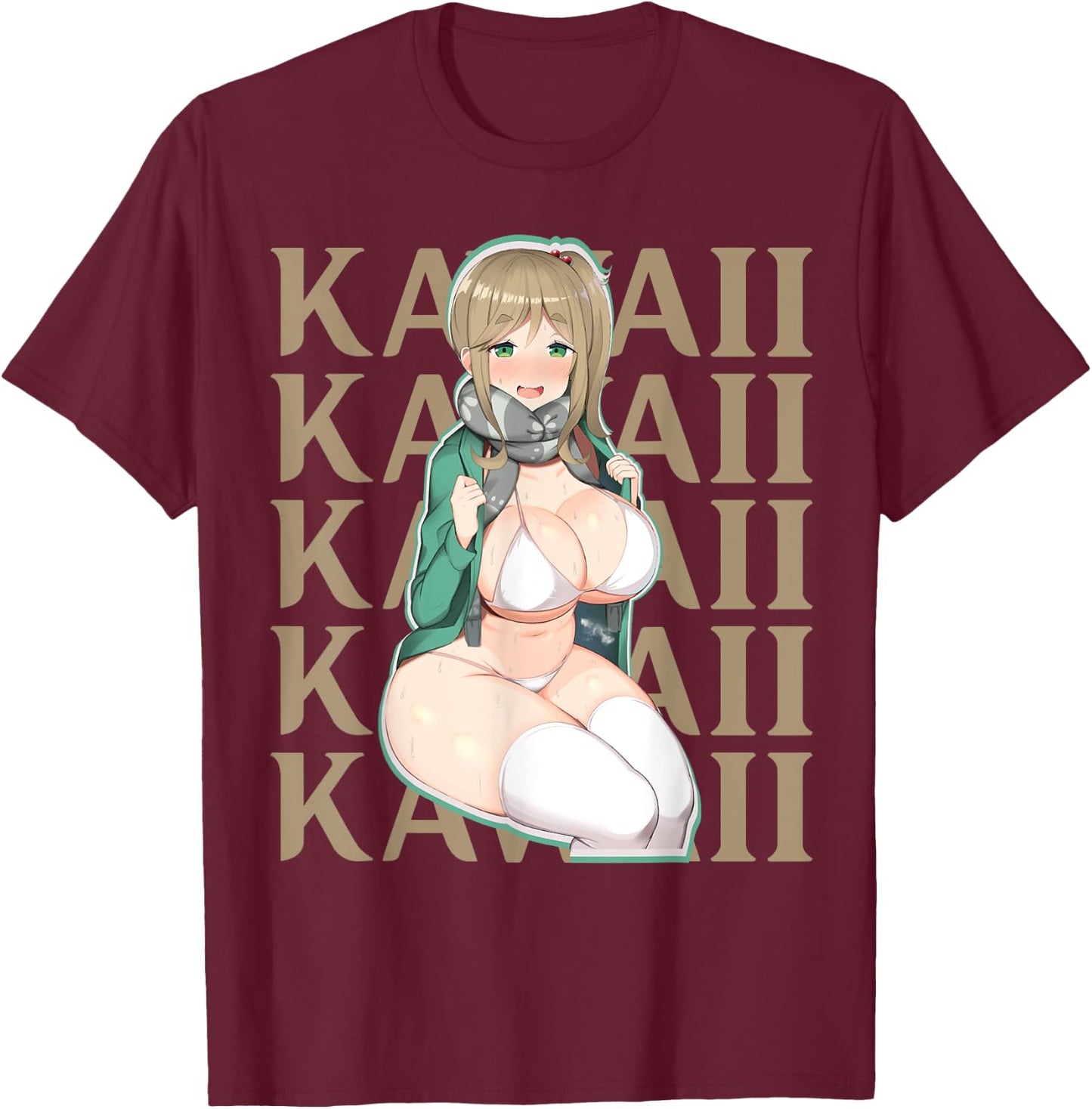 Cute Anime Fan Lewd Waifu Kawaii T-Shirt - T-Shirt | Maroon