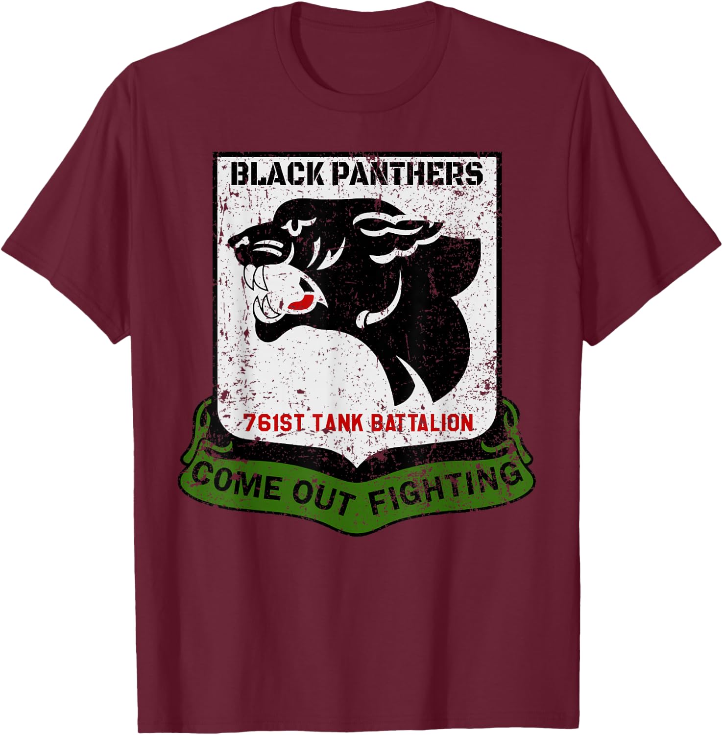 Black Panthers 761st Tank Battalion WW2 Tank Squadron T-Shirt - T-Shirt | Maroon