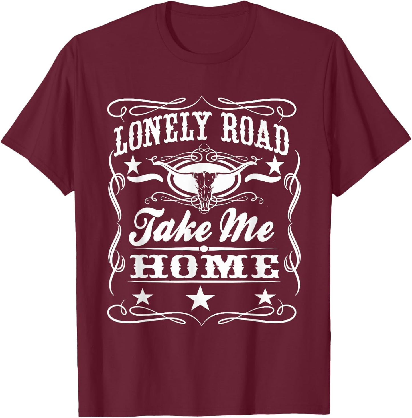 Lonely Road Retro Whiskey T-Shirt - T-Shirt | Maroon