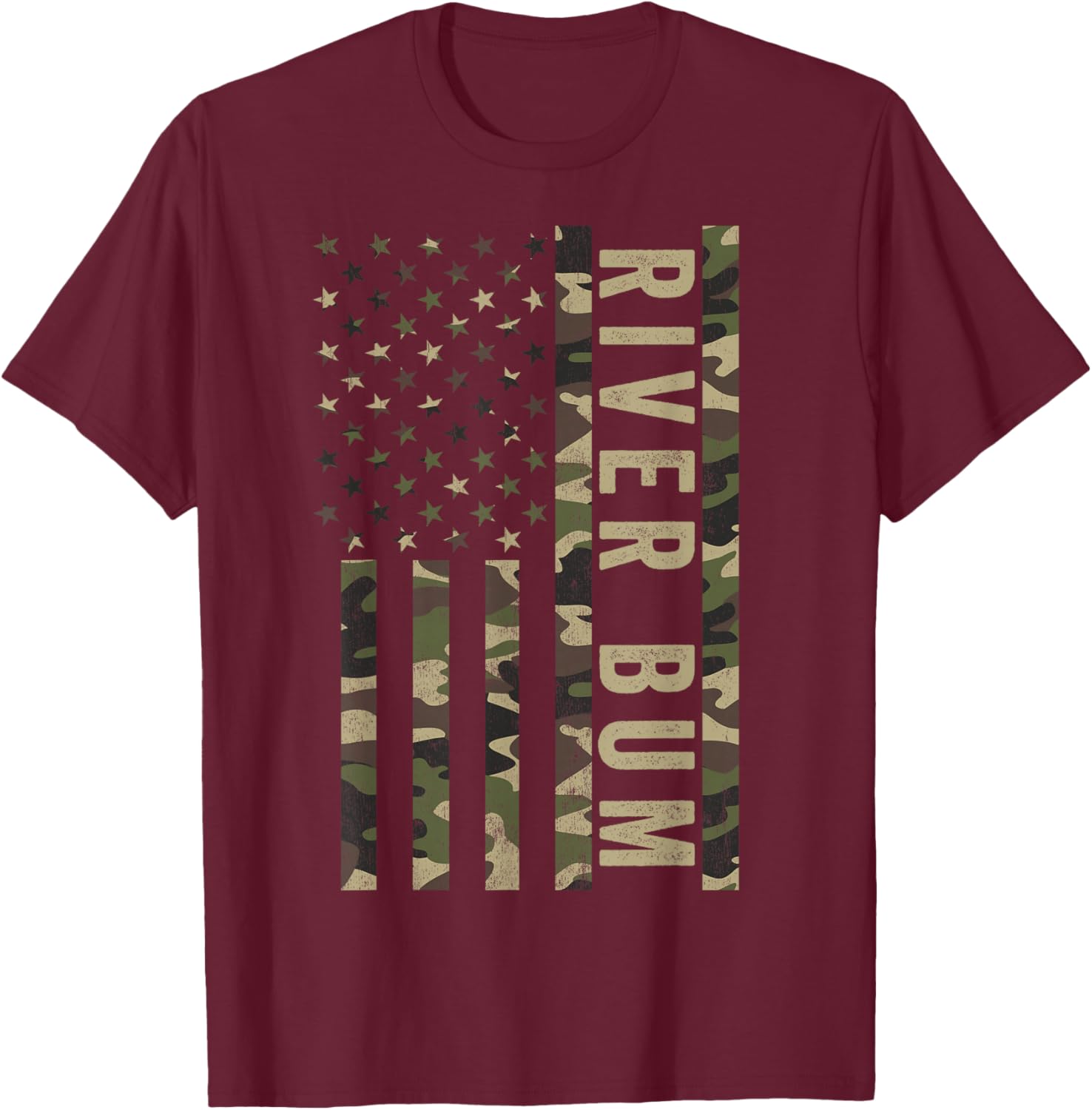 River Bum American Flag, River Enthusiasts, River Bum T-Shirt - T-Shirt | Maroon