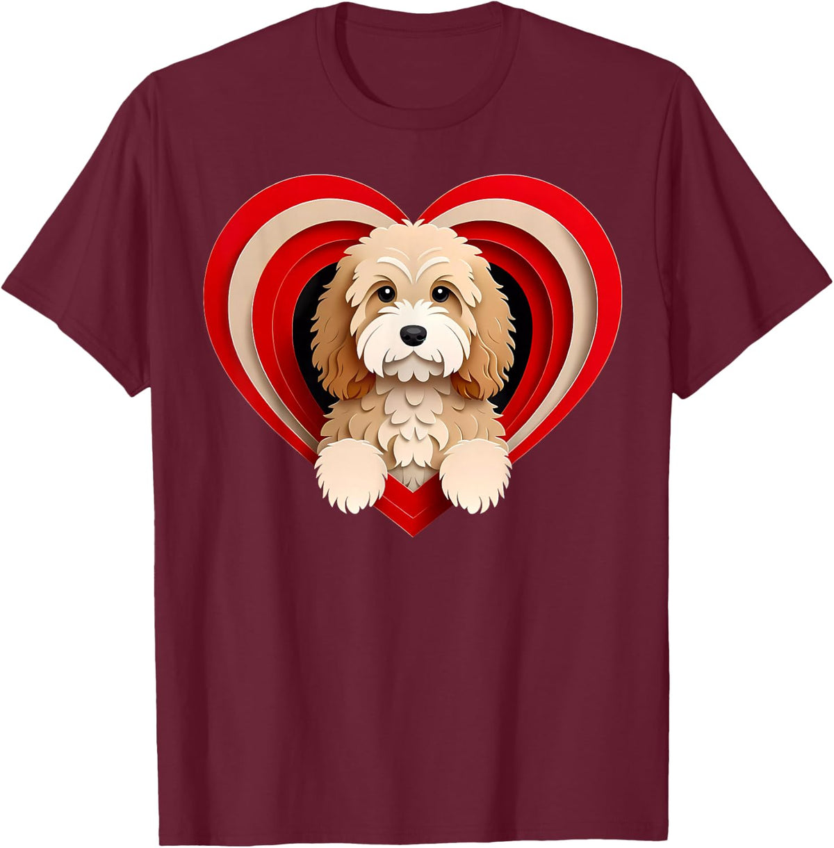 Cockapoo Heart Cute Puppy Dog Lover or Pet Owner T-Shirt - T-Shirt | Maroon